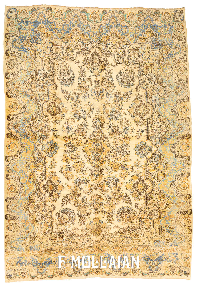 Antique Kerman Rug White Field Color n°:52728641